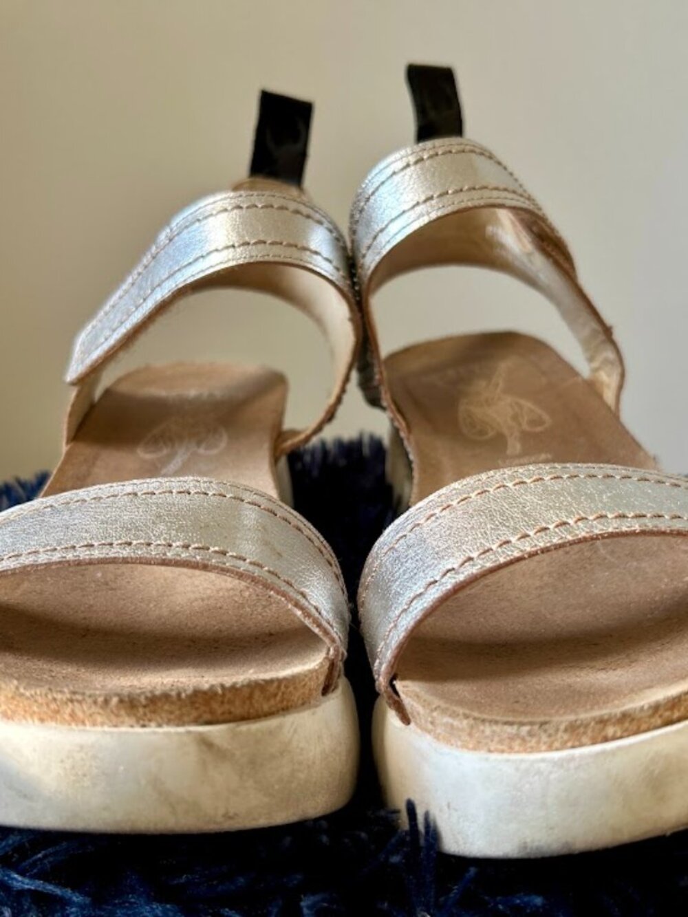Fly London Idra Silver Leather Platform Sandals EU 40 / US 9